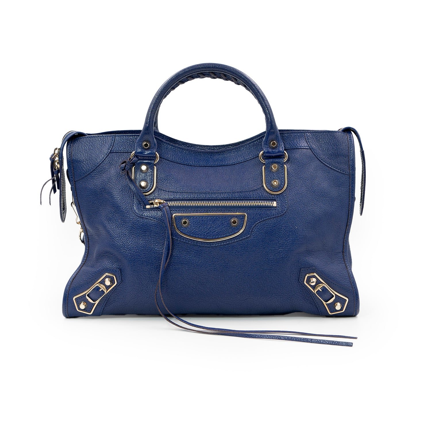 Balenciaga Blue Leather Classic Metallic Edge City Bag