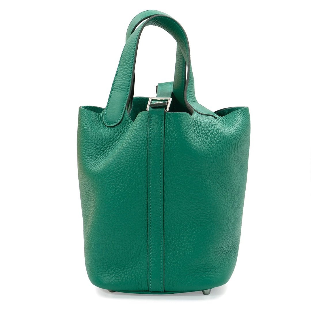 Hermès Picotin Lock 18 Taurillon Clemence Leather Bag in Vert Vertigo with Palladium Hardware