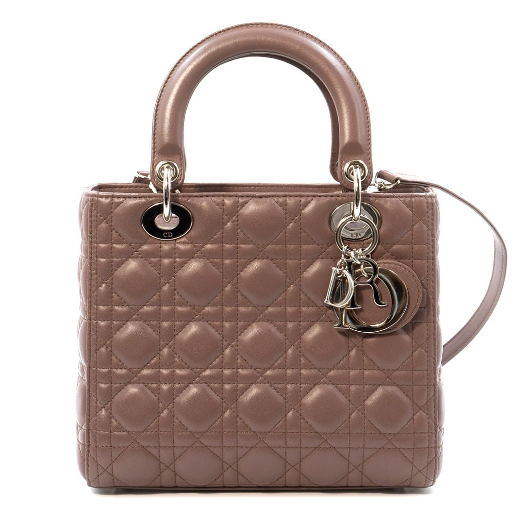 Dior Lady Dior Medium Bag in Blush Cannage Lambskin with Silver Tone Hardware