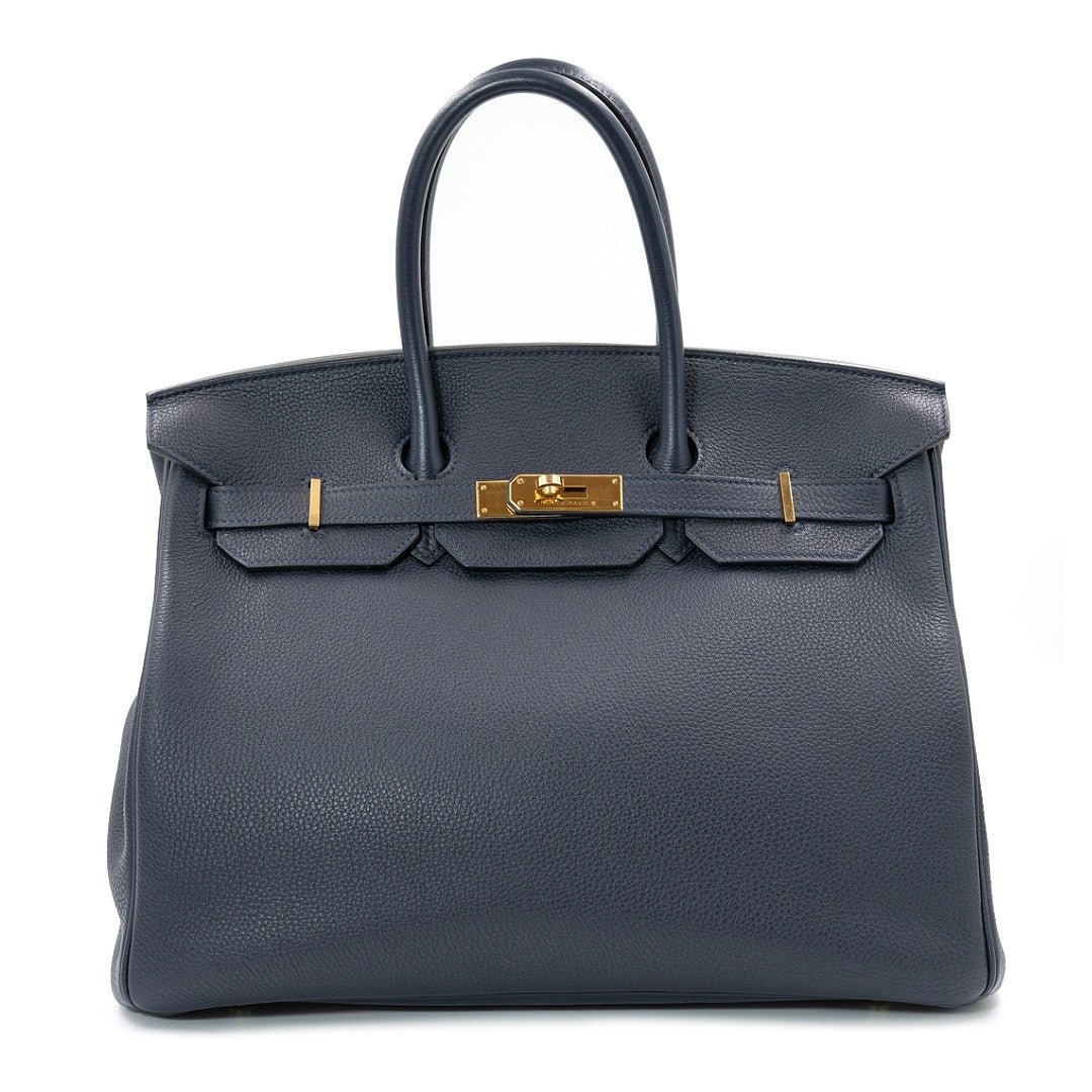Hermès Birkin 35 bag in Bleu Nuit Togo leather with gold hardware