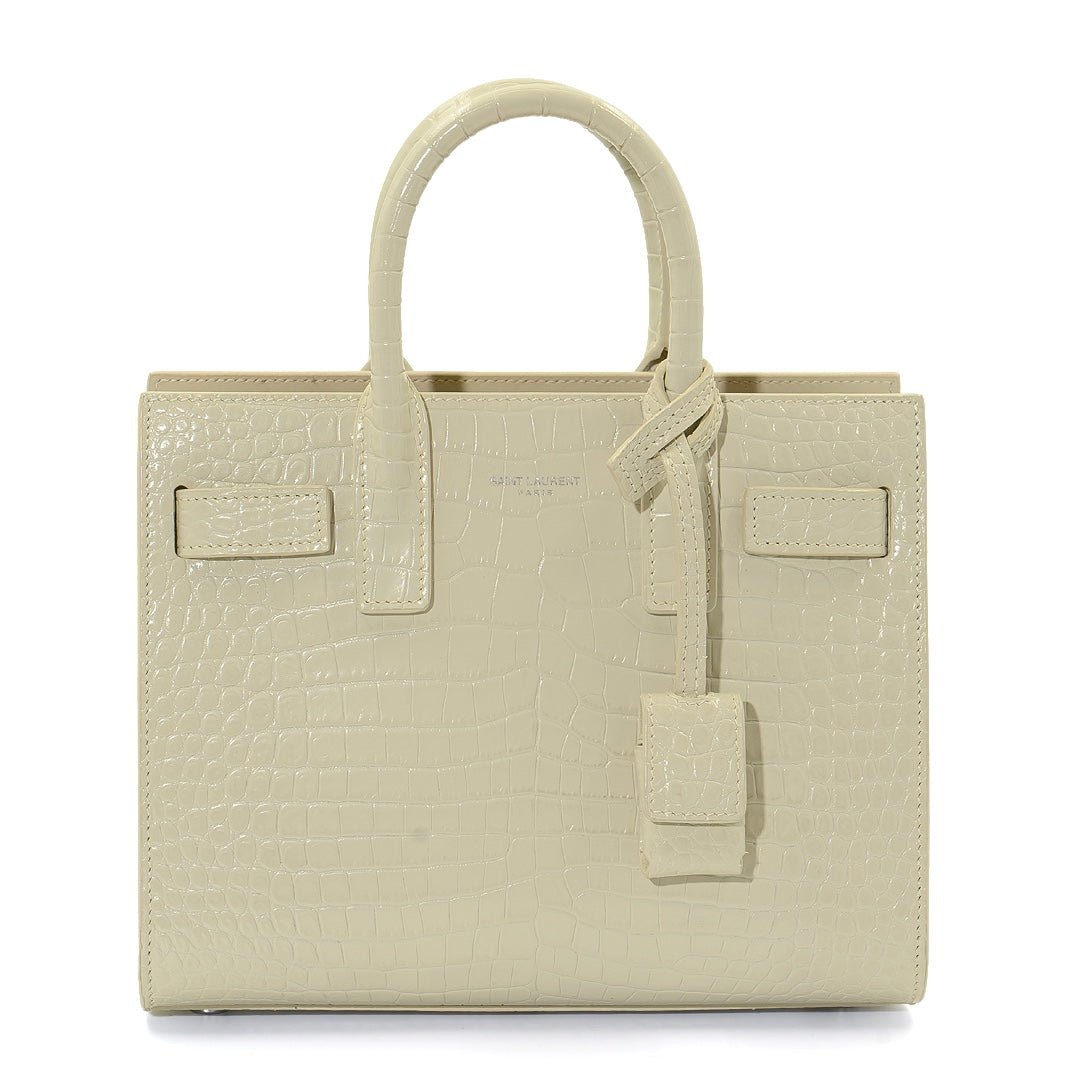Saint Laurent Sac de Jour Nano in Beige Croc Embossed Leather Bag