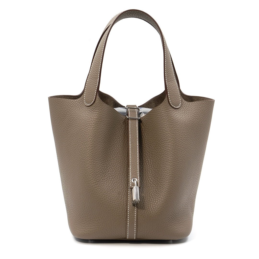Hermès Picotin Lock 22 in Etoupe Clemence Leather with Palladium Hardware Handbag