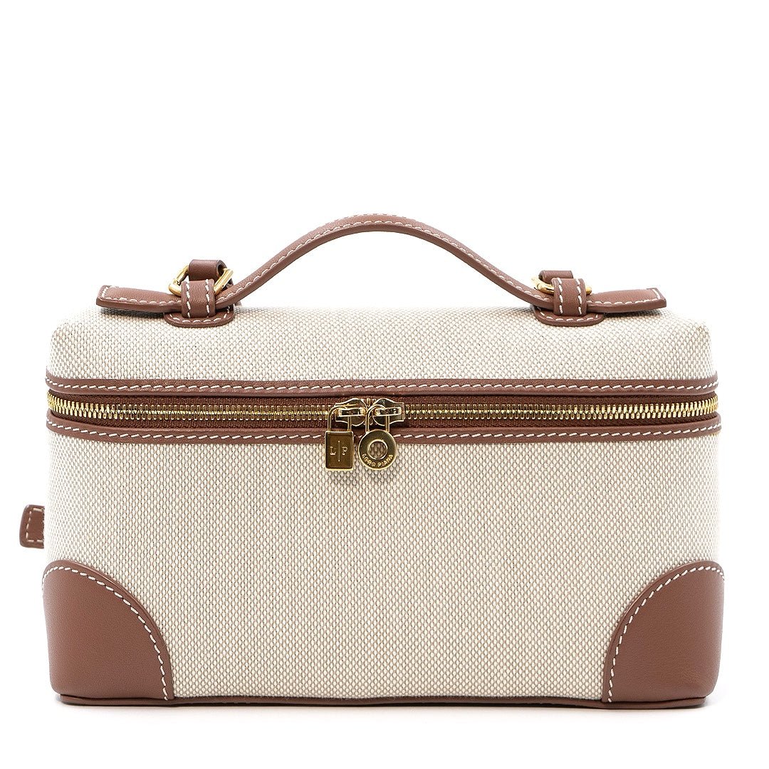 Loro Piana Extra Pocket Bag 19 in Canvas and Leather with Gold-Tone Hardware