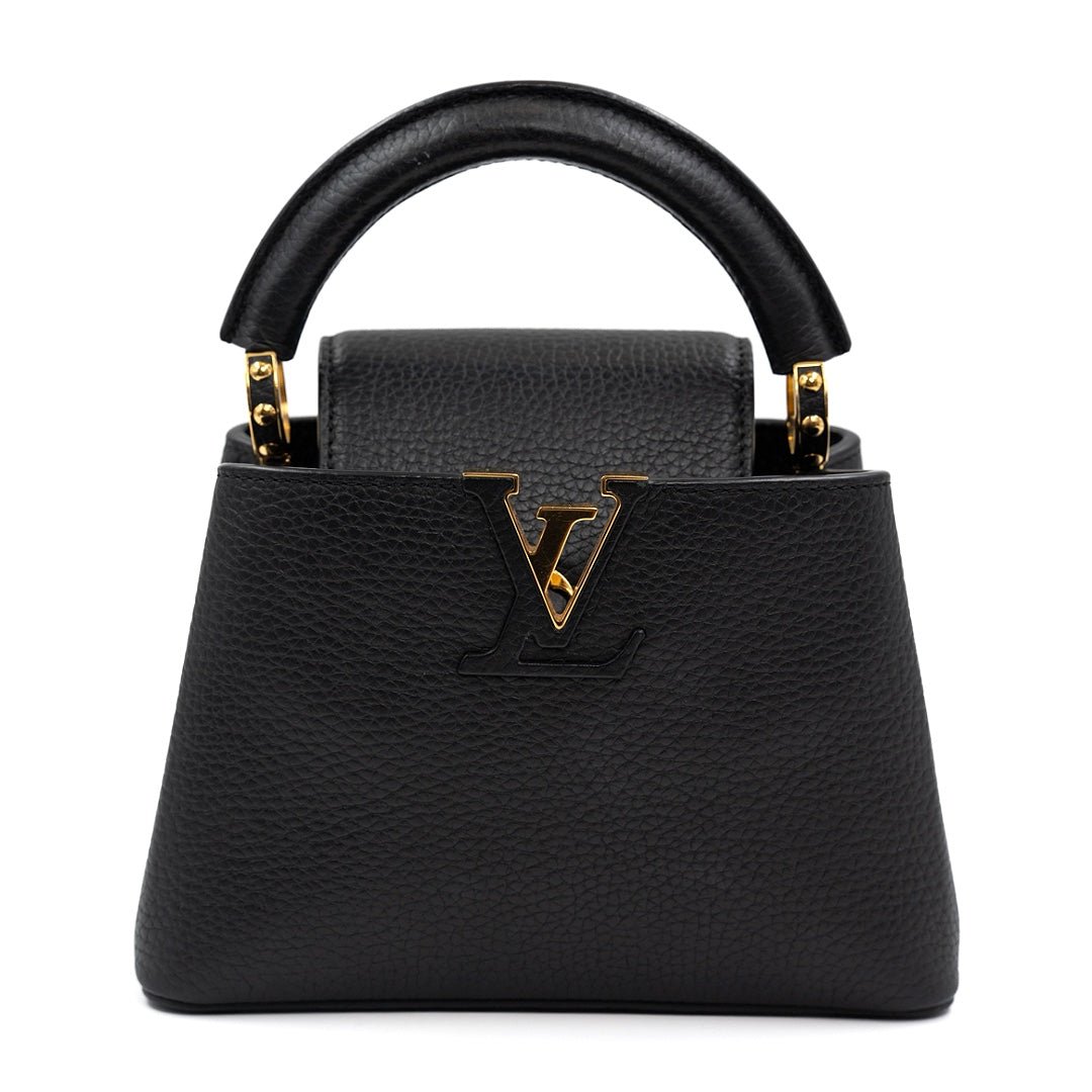 Louis Vuitton Black Leather Capucines Mini Bag