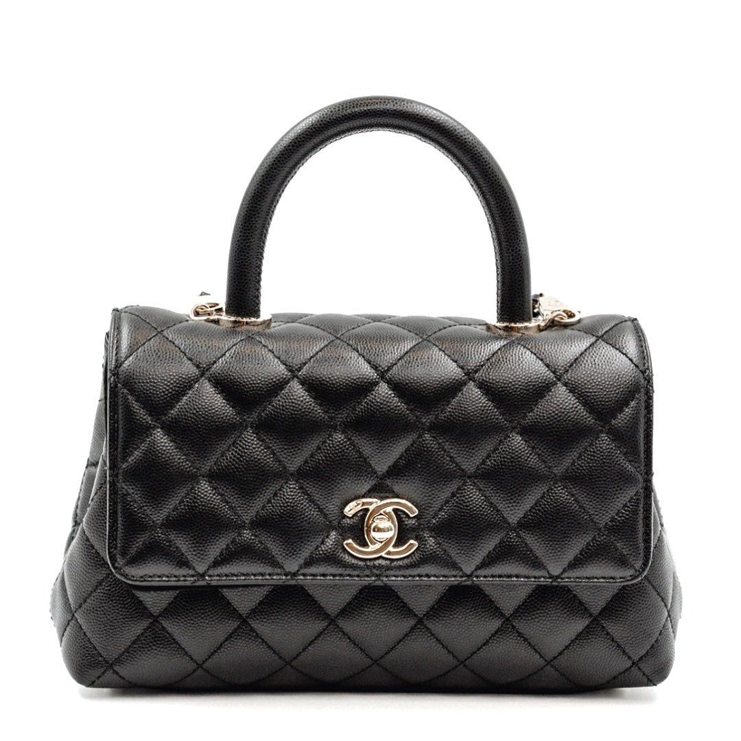Chanel Medium Top Handle Flap Bag in Grained Calfskin with Gold-Tone Hardware