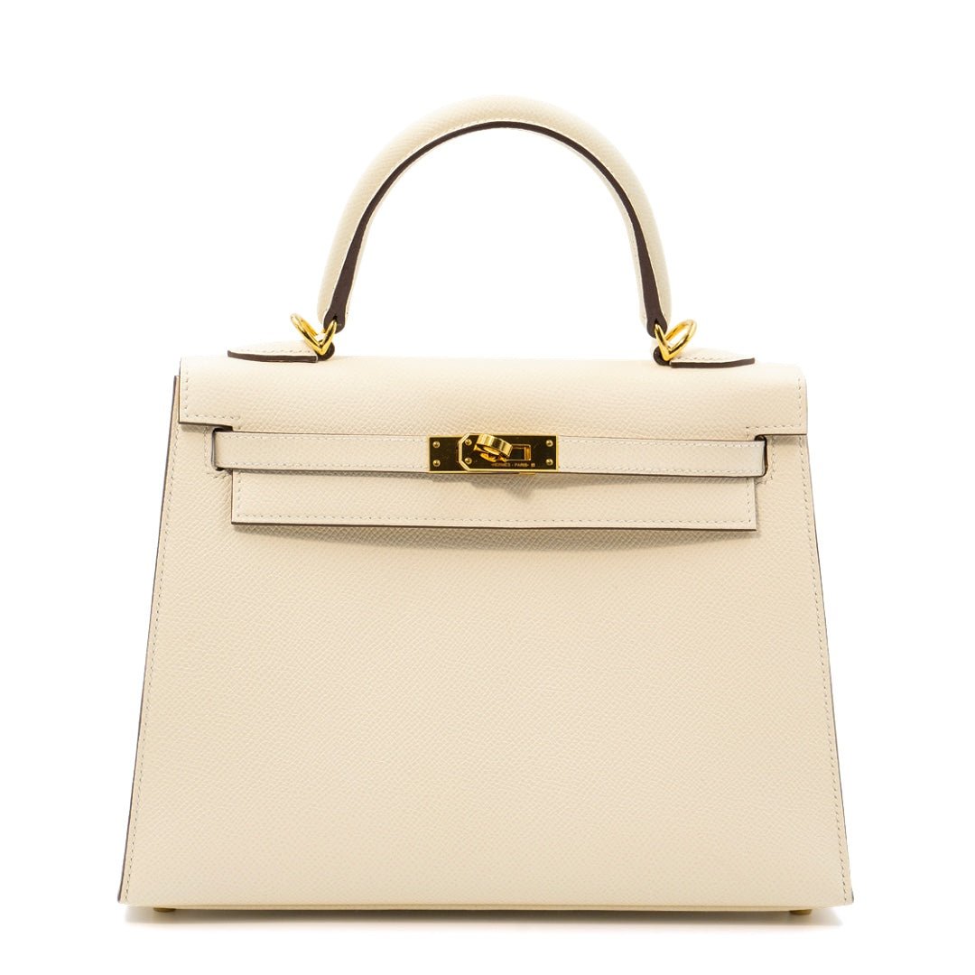 Hermès Kelly 25 Sellier Bag in Nata Epsom Leather with Gold Hardware