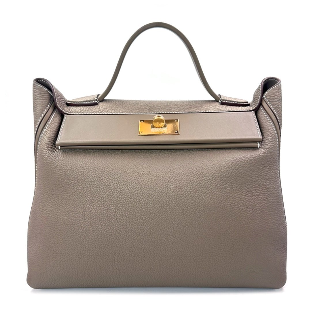 Hermès 24/24 Size 35 Bag in Etoupe Togo Leather with Gold Hardware