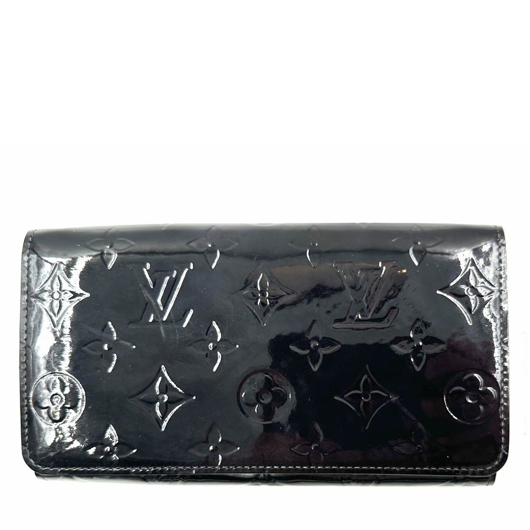 Louis Vuitton Monogram Vernis Chain Wallet Clutch in Black Patent Leather