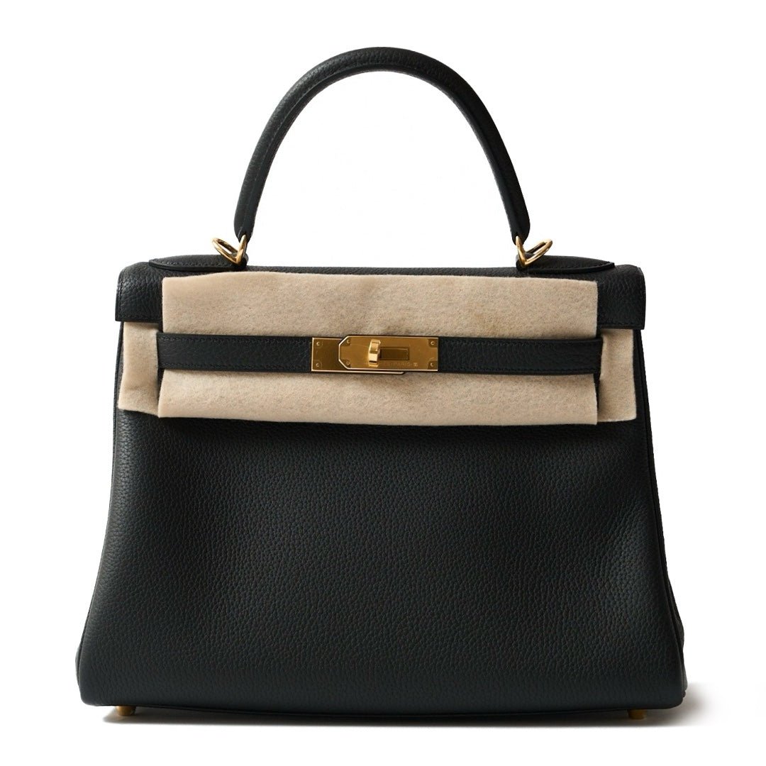 Hermès Kelly II Retourne 28 Noir Togo Leather Bag with Gold Hardware