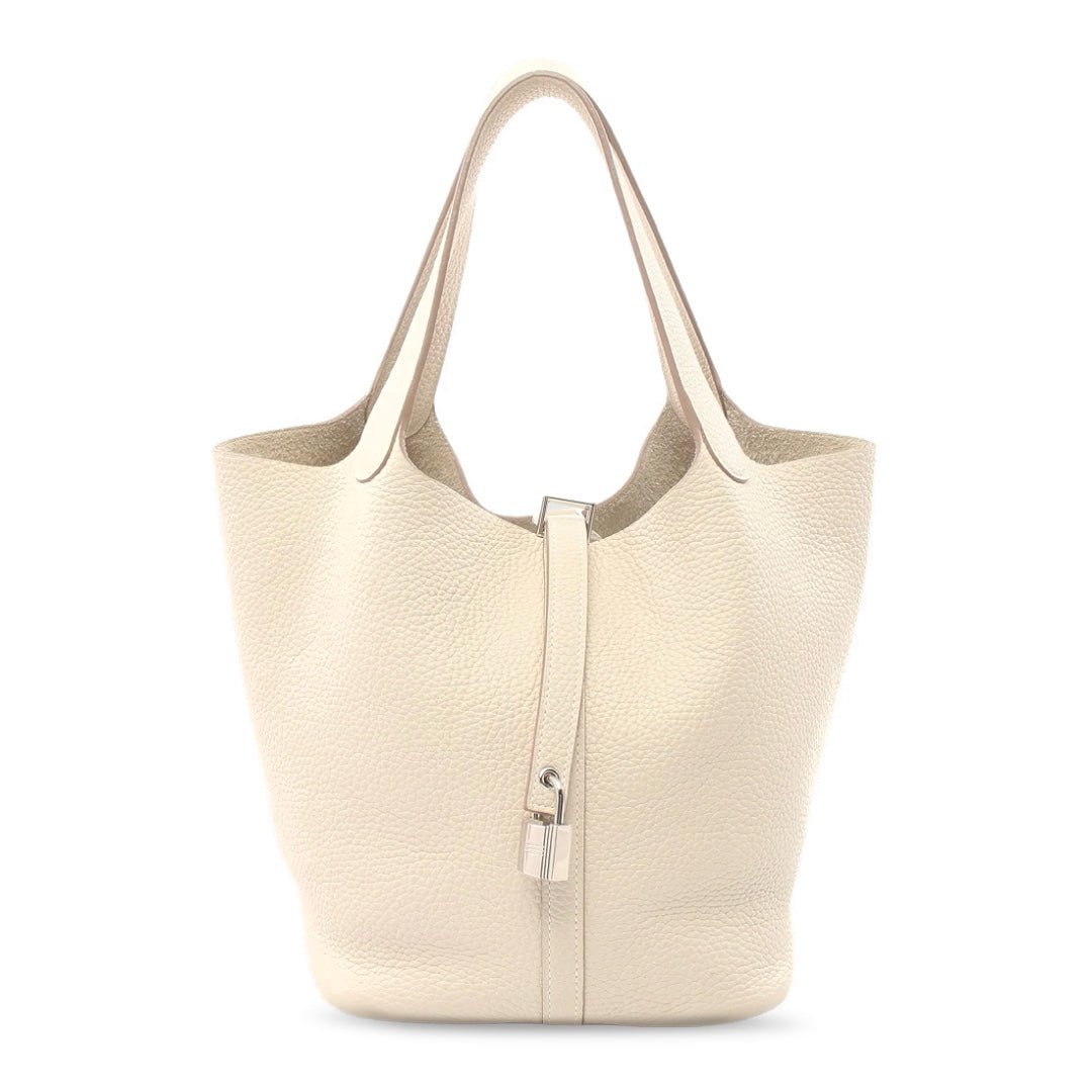 Hermès Picotin Lock 18 Clemence Leather Bag in Nata with Palladium Hardware