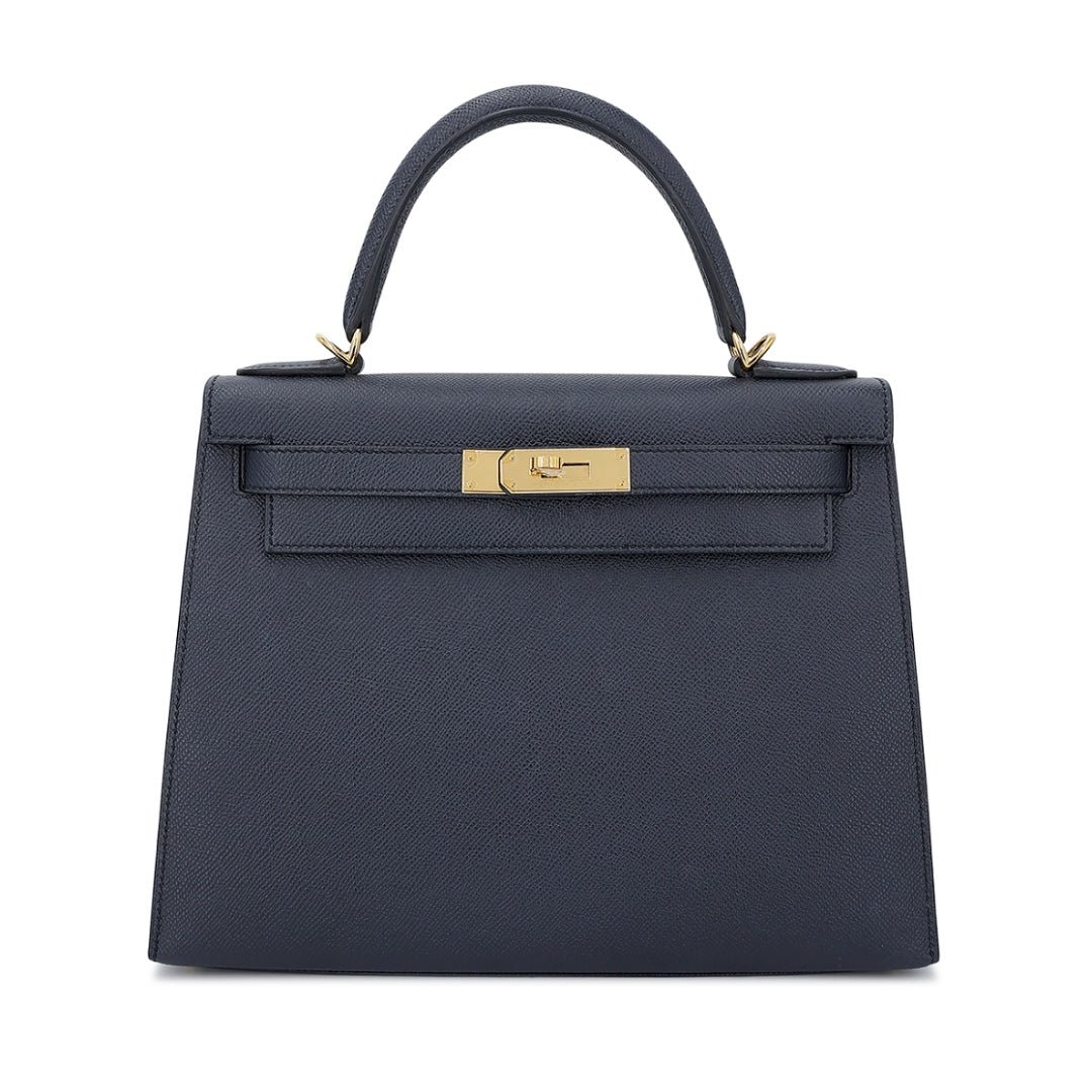 Hermès Blue Indigo Epsom Sellier Kelly 28 Gold Hardware Handbag