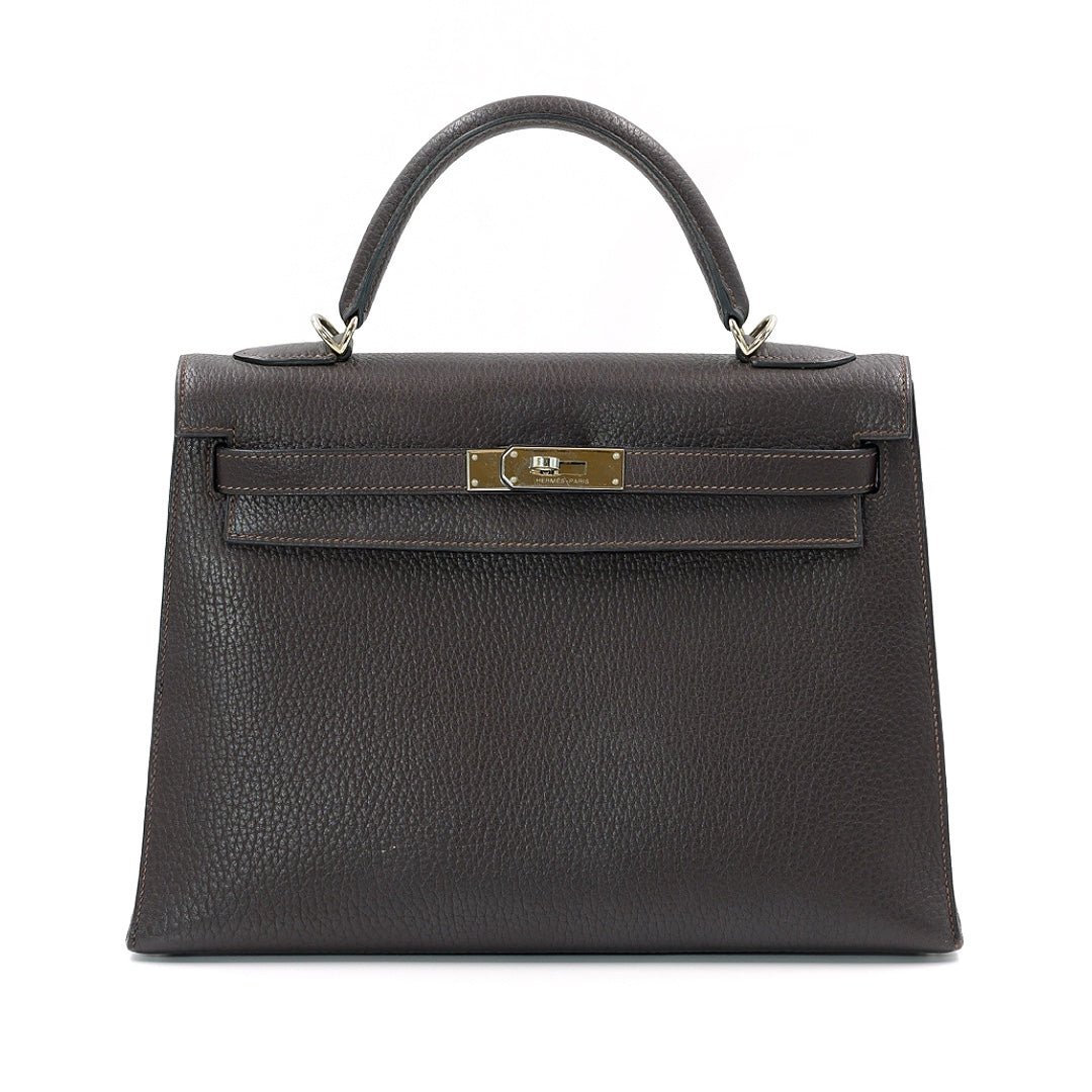 Hermès Ebene Vachetta Fjord Leather Kelly 32 Bag