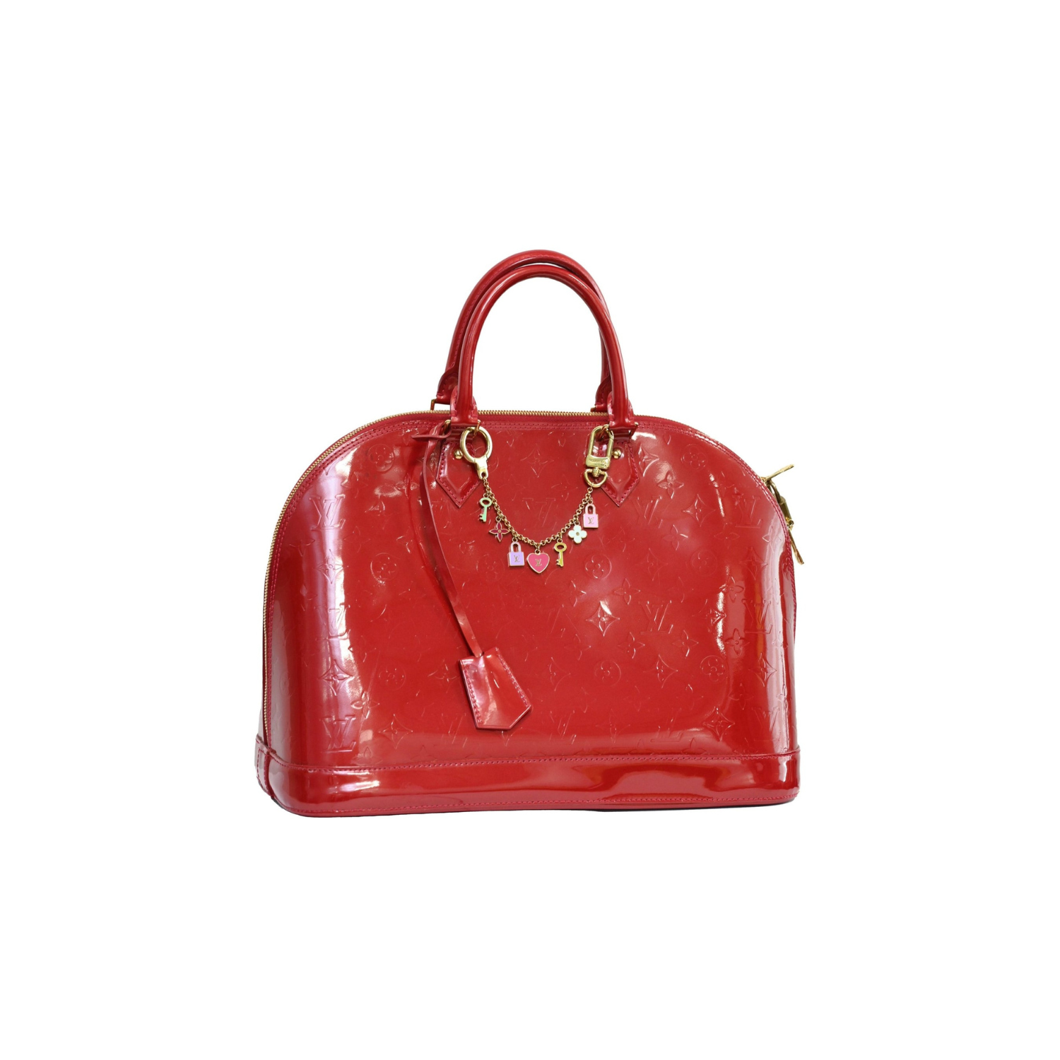 Louis vuitton red alma large with keychain Bag