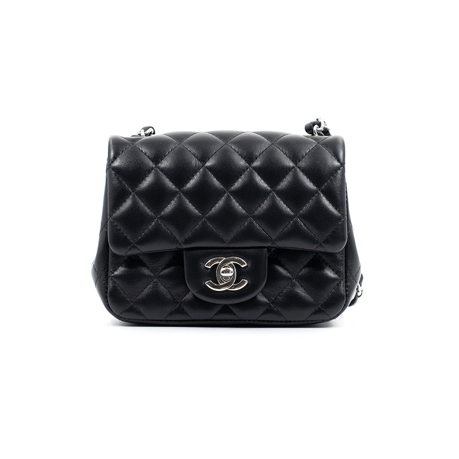 Chanel Lambskin Quilted Mini Square Flap Black Bag