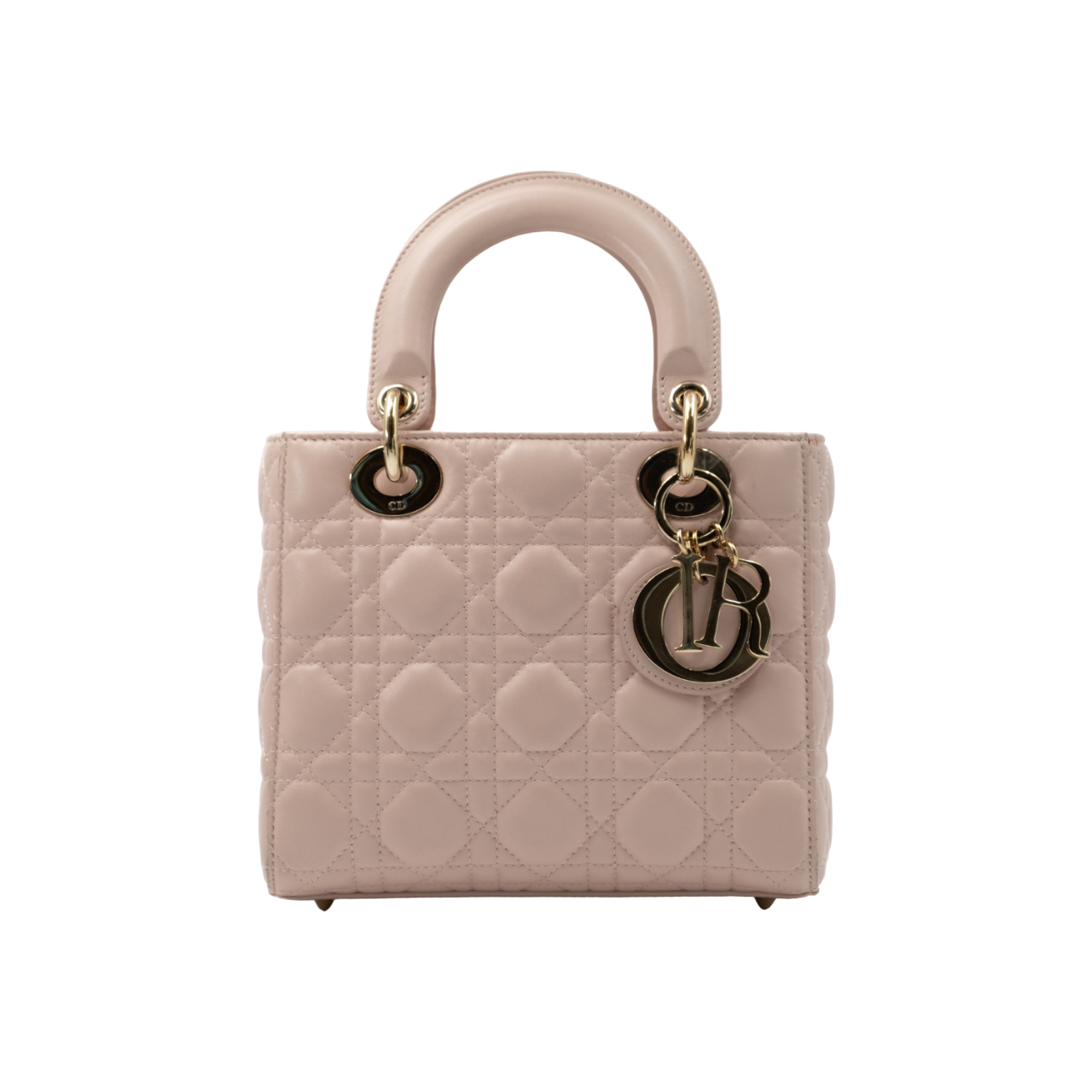 Dior Lambskin Cannage Small Lady Dior Rose Poudre
