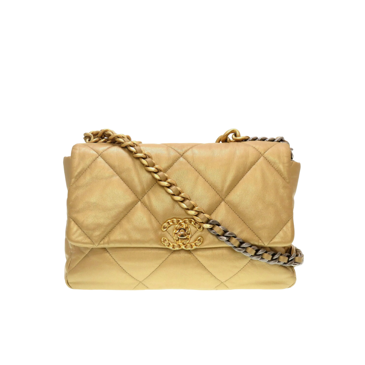Chanel Gold Leather Large 19 Shoulder Bag