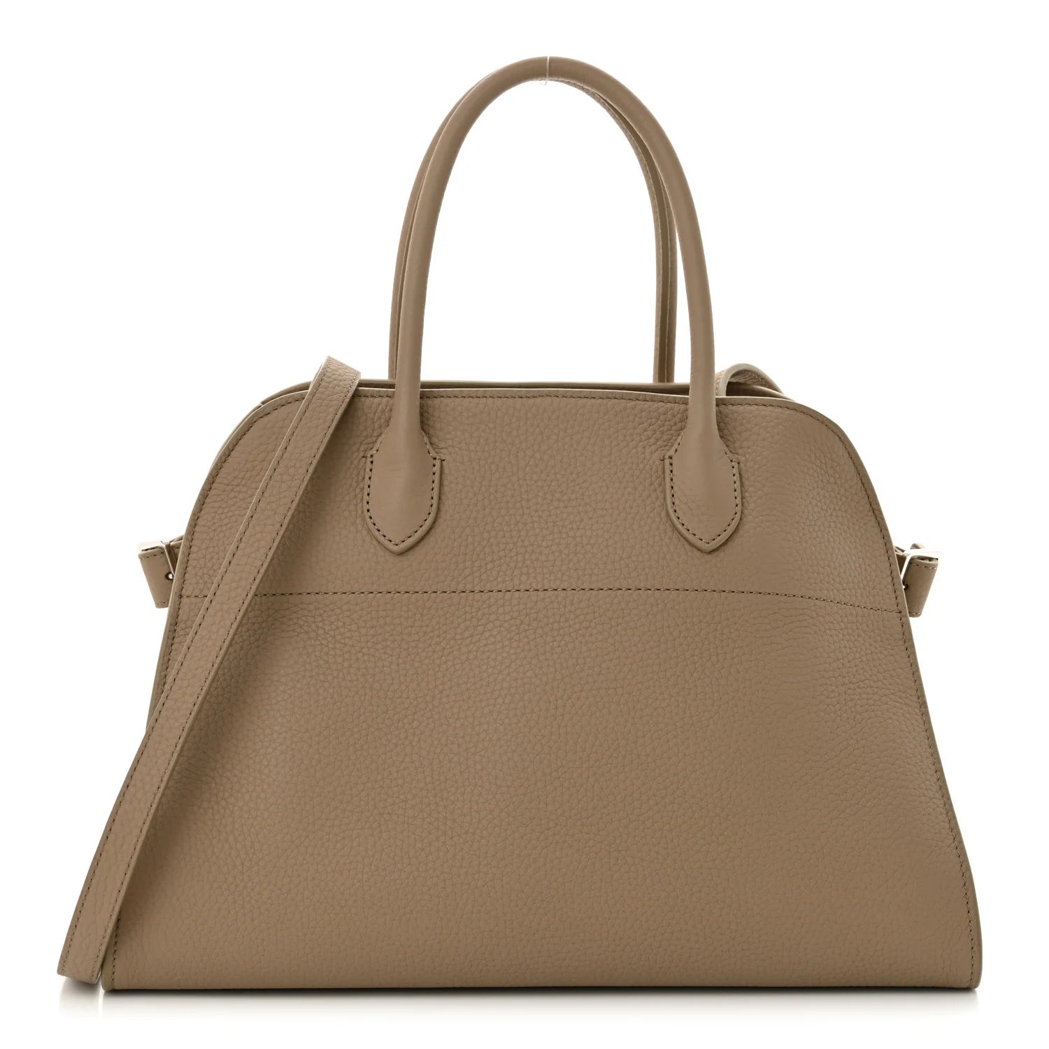 The Row Margaux 12 Matte Grained Calfskin Soft Dark Taupe Bag