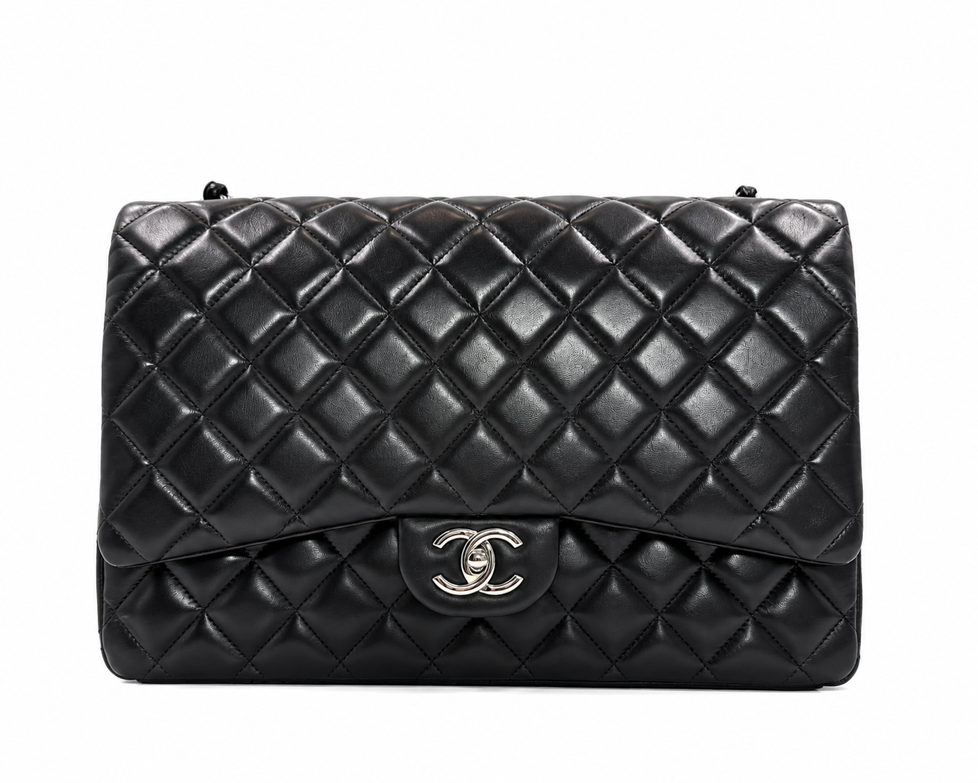 Chanel Black Quilted Lambskin Leather Classic Maxi Double Flap Bag
