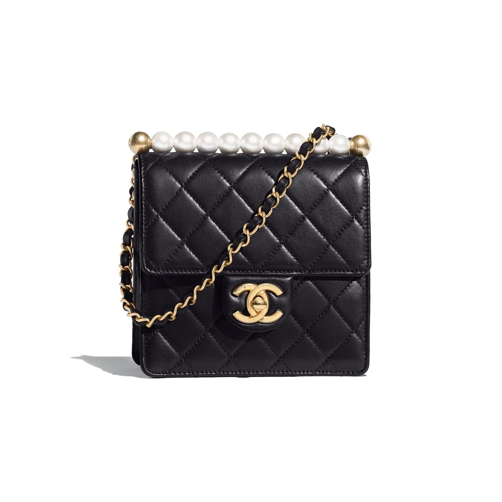 Chanel Black Quilted Lambskin Small Chic Pearls Gold Hardware Bag, 2020