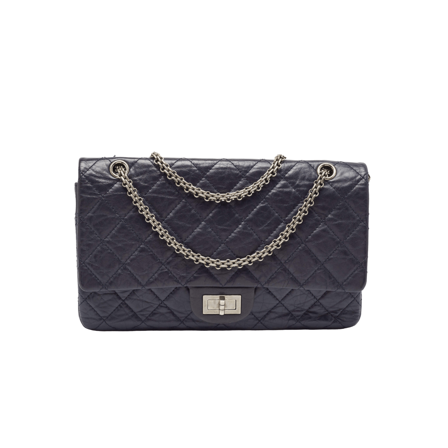 Chanel Navy Blue Quilted Aged Leather 227 Reissue 2.55 Flap Bag