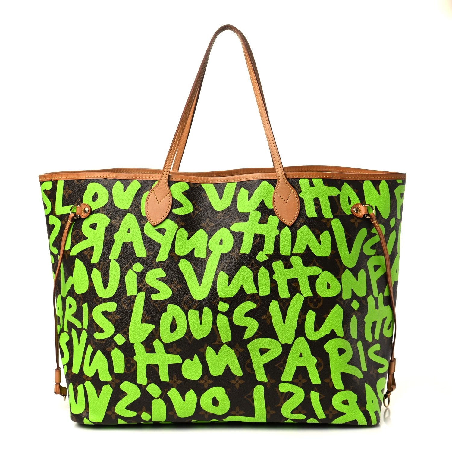 Louis Vuitton Monogram Graffiti Neverfull GM Tote Bag in Green Canvas
