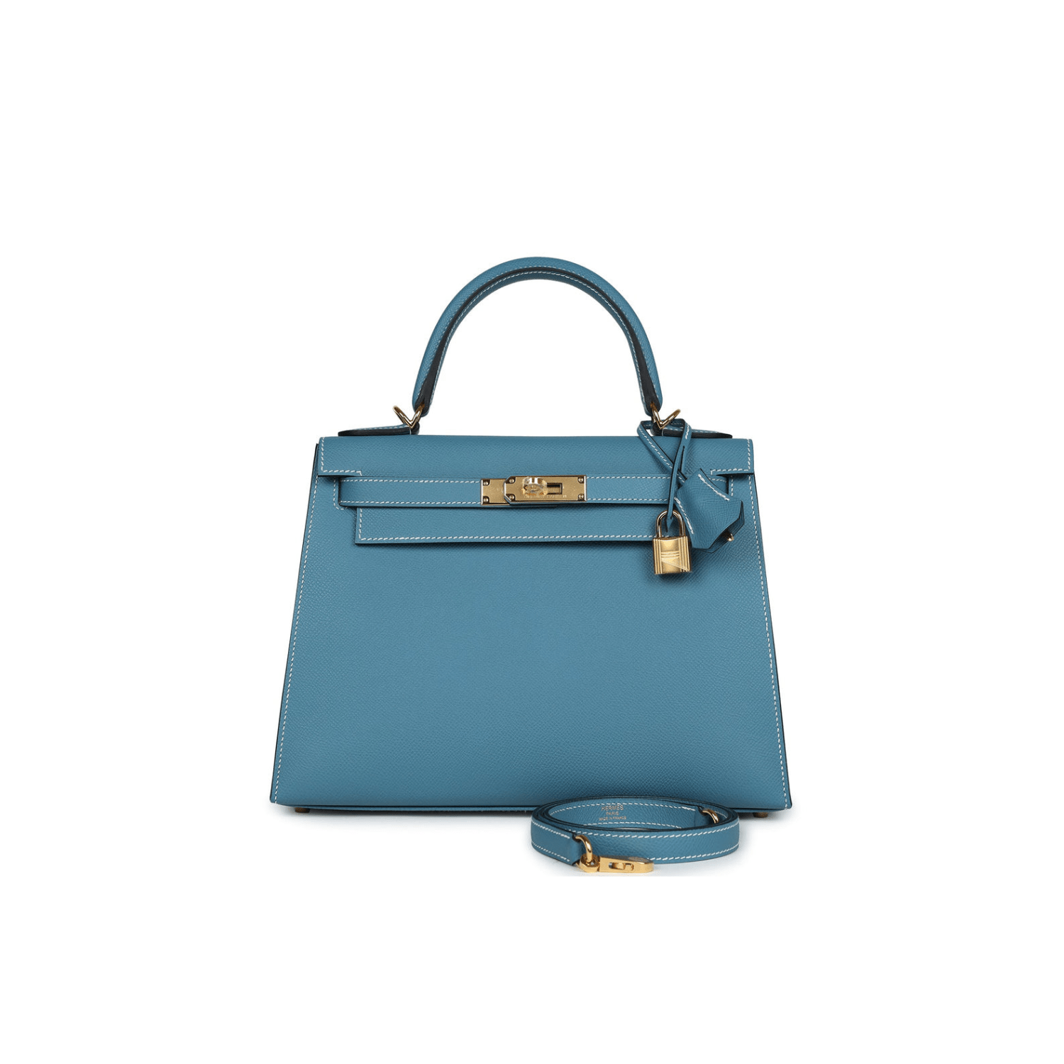 Hermès Kelly 28 blue jean with gold hardware Bag