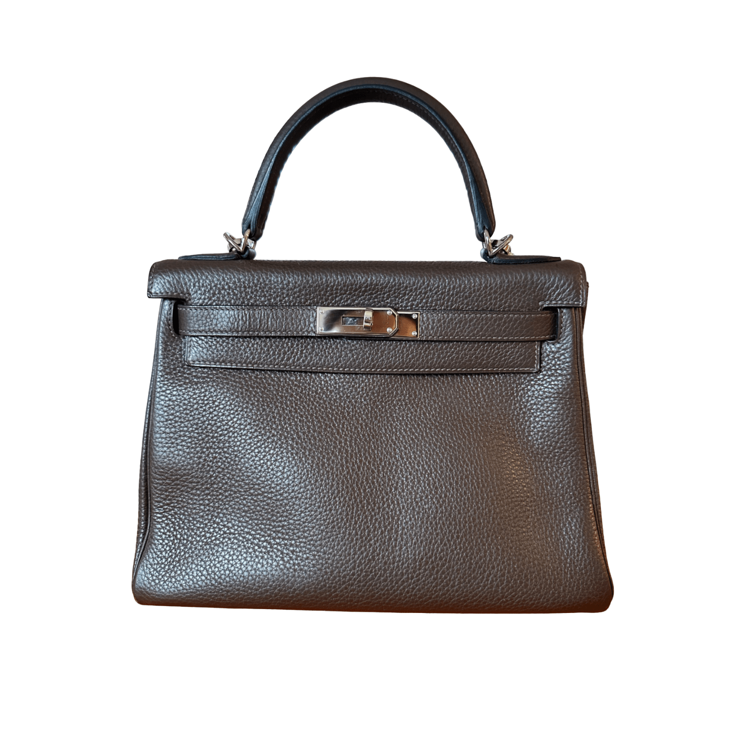 Hermès Kelly 32 Clemence in Coffee color with palladium hardware