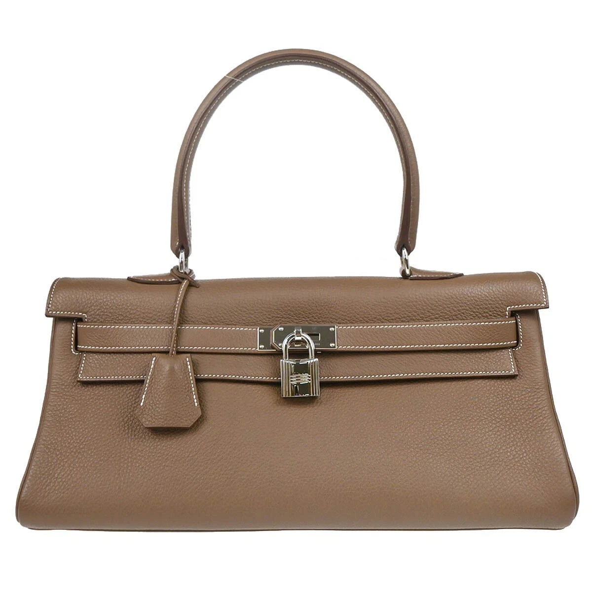 Hermès Kelly Shoulder Bag in Etoupe Taurillon Clemence Leather with Palladium Hardware